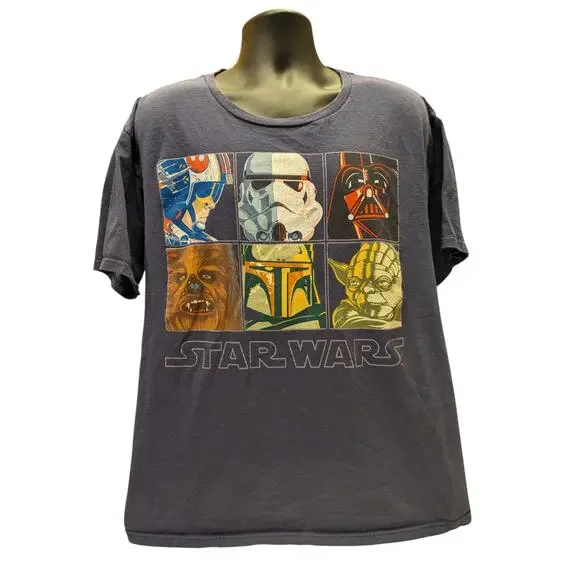 Star Wars Disney Mens 2XL T Shirt Sci Fi Graphic Darth Vader Yoda Chewbacca Boba - Picture 8 of 12